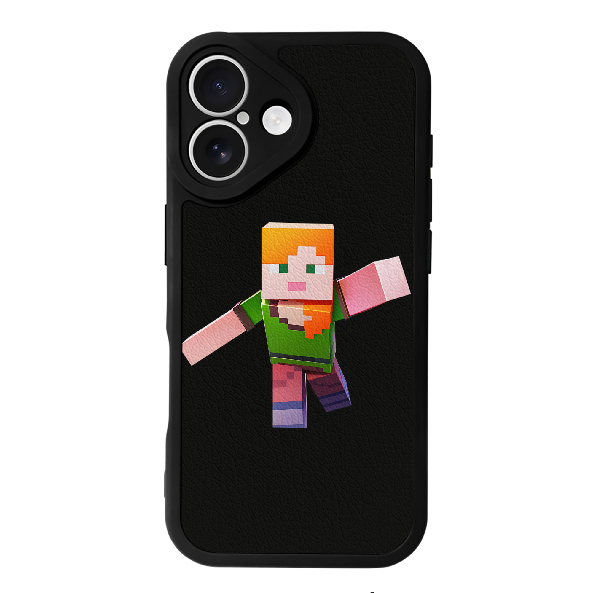 （画像用） マインクラフト ブロックの世界 Minecraft MC Block world 【iPhone 16シリーズ対応】シリコンスマホケース（レザー調） 材質：シリコン